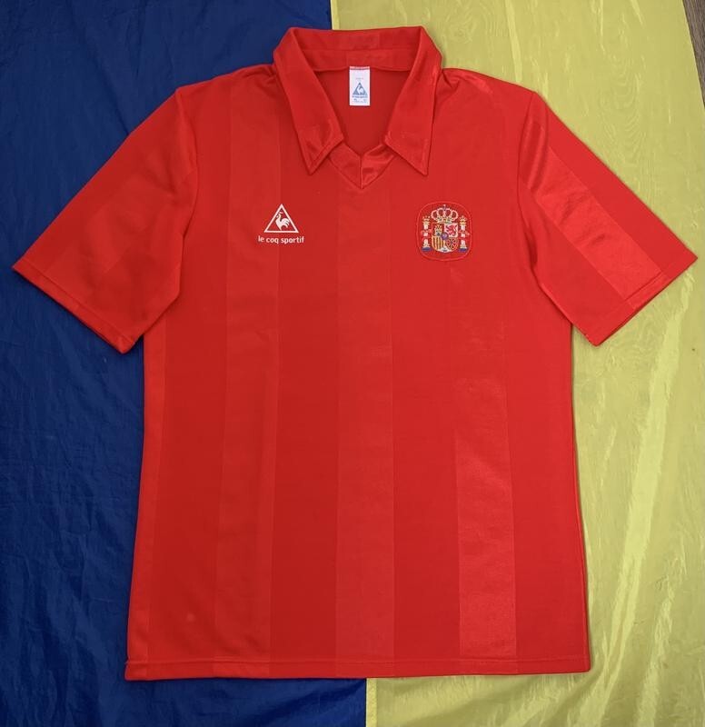 SPAIN 1984-1986 HOME RARE VINTAGE SOCCER JERSEY LE COQ