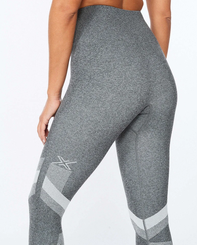 Nuevas mallas para mujer 2XU Motion Tech gris jaspeado X-pequeñas WR6472b ropa deportiva de enfriamiento Foto 4 de 4