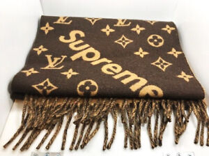 LOUIS VUITTON X SUPREME BROWN CASHMERE SCARF MP1891 MENS WOMENS AUTHENTIC LV | eBay