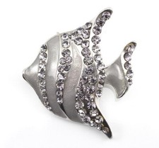 Smokey Austrian Rhinestone Crystal Decorative Angelfish Brooch Pin PN 21551