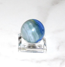 Vintage Marble Blue White Over Clear Patch Slag Christensen Akro NM 0.76" 0-138