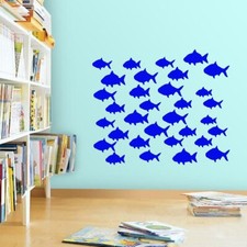 Pack of 32 Peel and Stick Fish Vinyl Wall Decals VWAQ