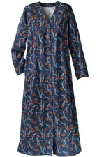 VTG National Gown Pure Cotton Sleep Coat Nightgown Granny CHIC BOHO Long PM