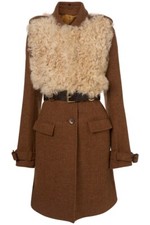 Topshop Best Of British Shetland & Sheepskin Belted Curly Gilet Trench Uk10 38