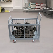 5-in-1 Heavy Duty Utility Cart 2000lbs Capacity w/ 4 Casters & Cage, Steel Frame