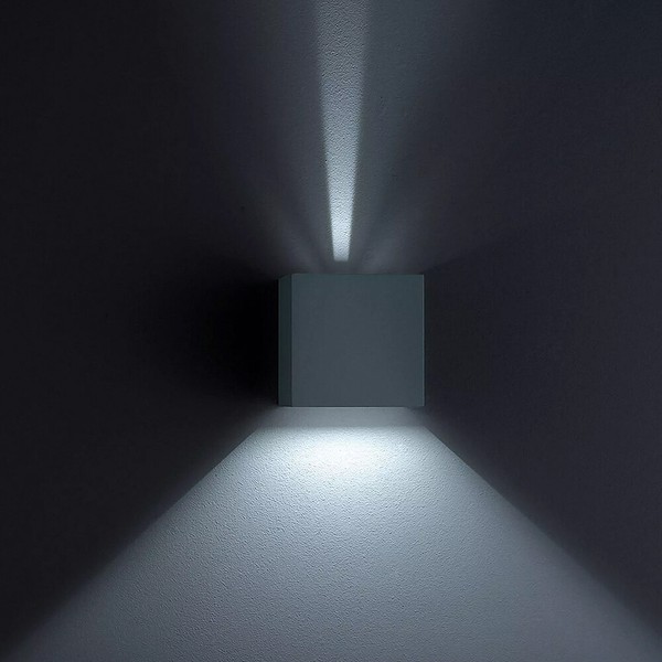 Graphitfarbene Led AußEnwandleuchte Helestra Siri 44 WüRfelform Up&Down IP54-image