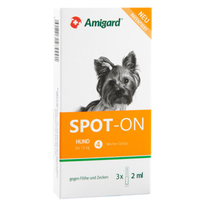 Amigard Spot on 3 x 2ml Hunde bis 15kg Flöhe Zecke natürliche Aktivstoffe