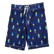 Gymboree Boys Blue Swim Trunks Size M with Pineapple Theme