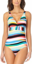 Anne Cole 284780 Wavy Stripe Elongated TRI One Piece Swimsuit, Size 8