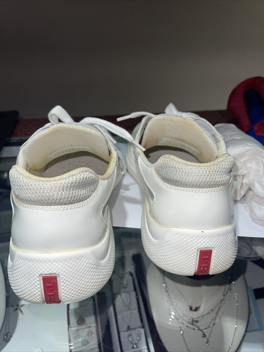 Prada America's Cup Sneakers Men 7.5 Silver White Patent Prada America's Cup Sneakers Men 7.5 Silver White Patent
