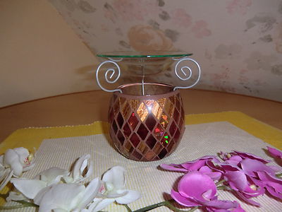 Duftlampe '' Mosaik '' Rot - Gold für z.B. Partylite Scent Plus Melts  NEU 