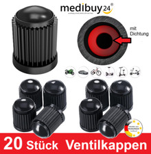 20x Auto Ventilkappen schwarz Kunststoff Kappe KFZ Motorrad Roller Rad Schrader