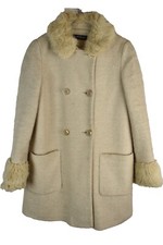 Miss Selfridge Womans Overcoat Jacket Faux Fur Fluffy Size 8 Button