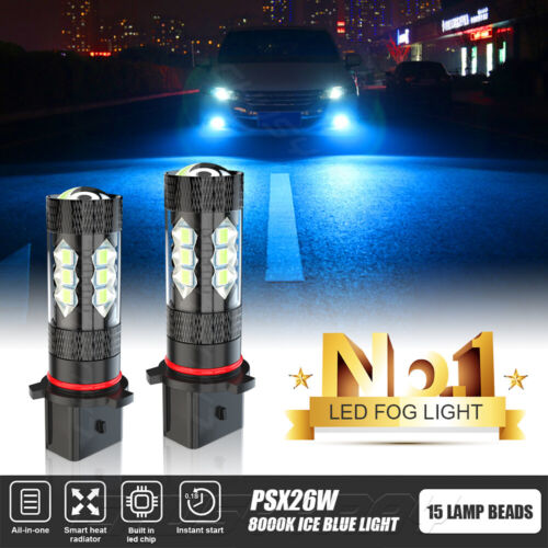 2x 12278 PSX26W LED Fog Light Bulbs 8000K blue for GMC Yukon 2015-2020 Yukon XL - Picture 22 of 24
