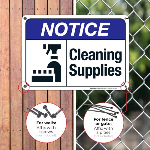Cleaning Supplies Sign, ANSI Notice Sign, - Picture 20 of 88