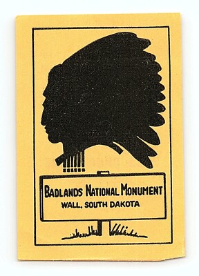 c1940 Badlands National Park Monument Wall SD Travel Luggage Label