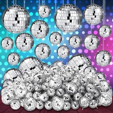 100 Pcs Mirror Disco Balls Bulk Assorted Silver Hanging Disco Ball Decor for ...