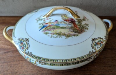Vintage Noritake Chelsea Covered Casserole, Round, 3 Cup, Gold Trim, Japan