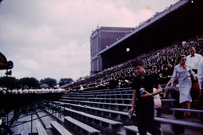 1956 University of Illinois Stadium Graduation Red Border Kodachrome Slide AL-D