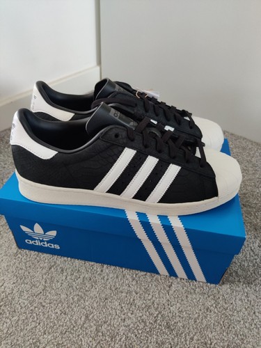 UK 11 - Adidas Superstar 82 Black White Trainers