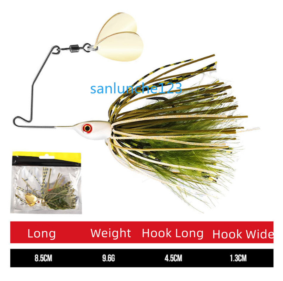 5PCS Spinnerbait Spoon Fishing Lure Buzzbait 8.5cm/9g Blade Skirted Bait Bass - Image 3