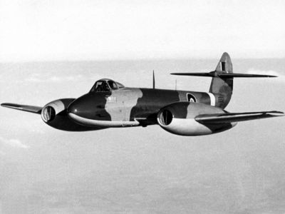 GLOSTER METEOR III, Düsenjäger, Jagdflugzeug. Modellbauplan