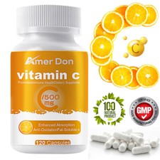 Vitamin C 1500mg - 120 Capsules , Antioxidant Health, Immune Support,Skin Health