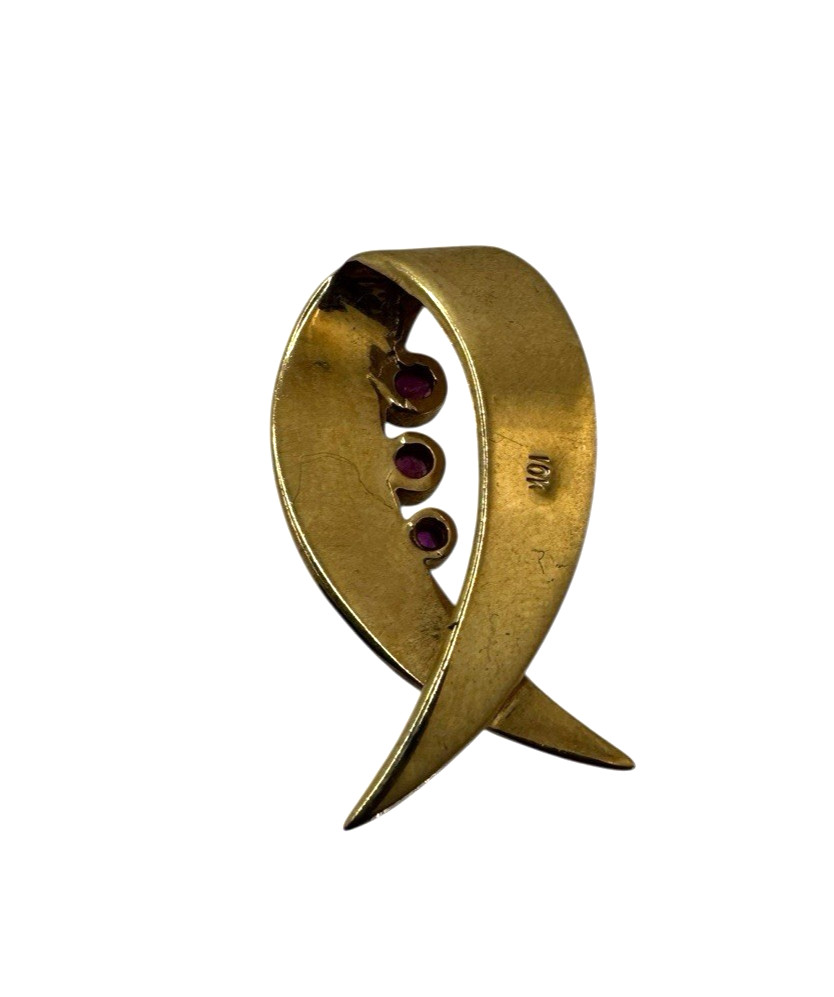 Solid 10K Yellow Gold Ruby Enhancer Slide Pendant - image 2
