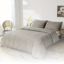 Set piumone e 2 federe letto matrimoniale poliestere beige motivo soffice 200 x 200