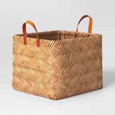 Herringbone Weave Cube Basket - Threshold: Rattan Rectangular Storage, Air