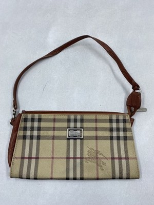 Burberry Brown Checked Leather Shoulder Bag