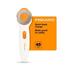 Fiskars 45mm Rotary Cutter for Fabric, Premium Steel Stick Fabric Cutter Cuts