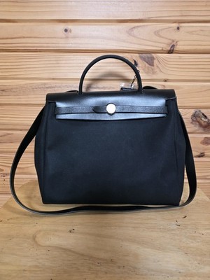 HERMÈS Vintage Toile & Vache Hunter Herbag 31 Black Shoulder Bag