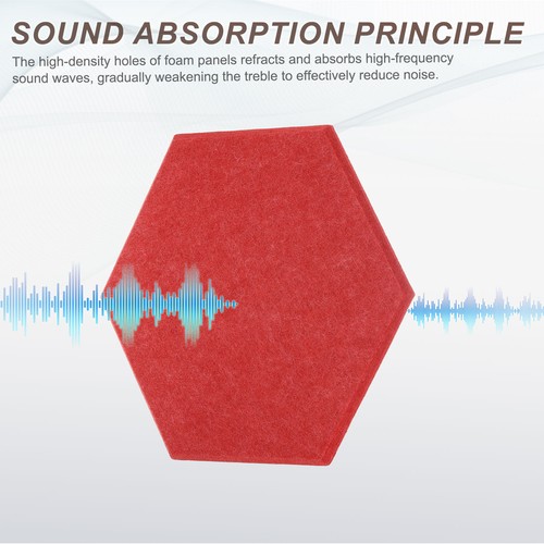 18pcs Acoustic Panels 10.2" x 11.8" Hexagon Self Adhesive Wall Panels, Red - Picture 3 of 7