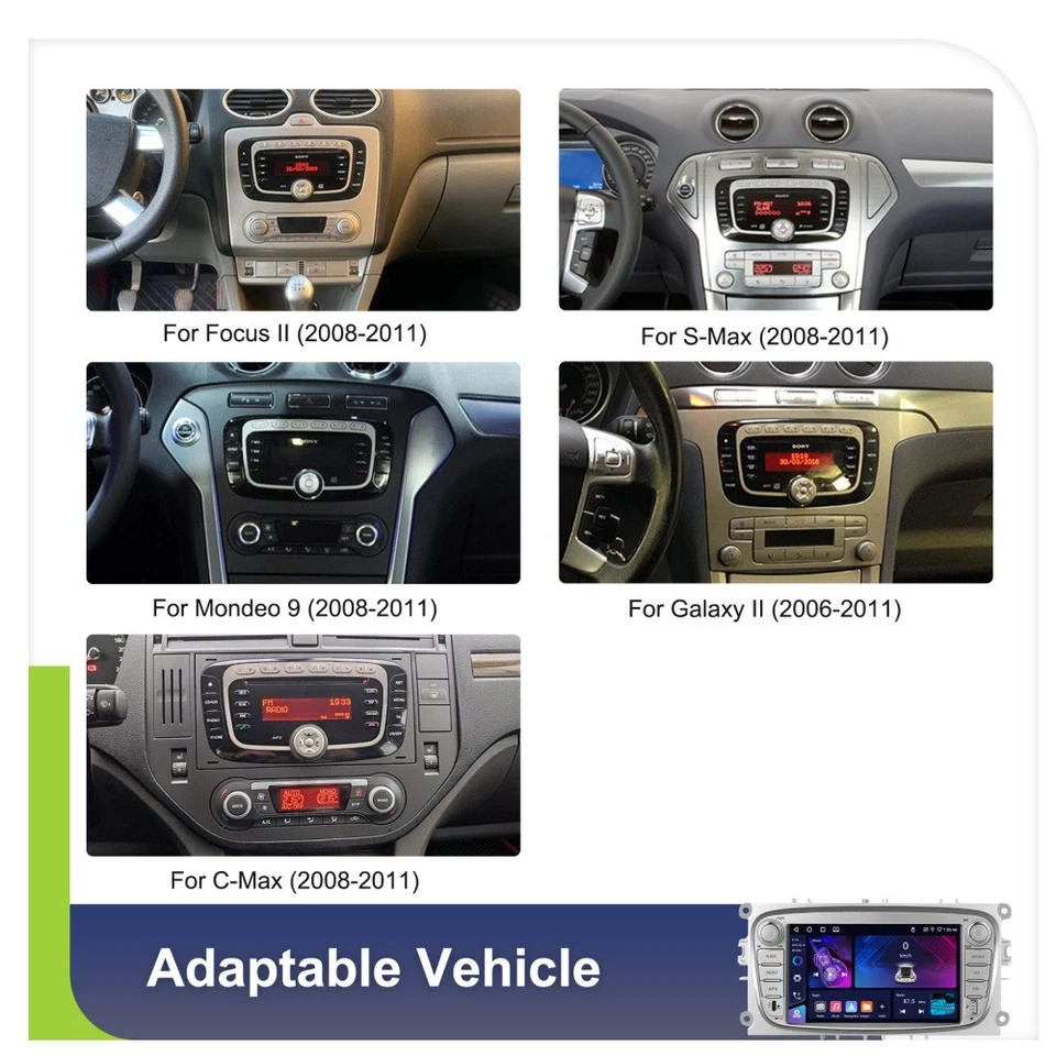 DAB+ Carplay Autoradio Für Ford Mondeo MK4 2008-2011 Android 15 GPS 4G+64GB Kam+ - Bild 2 von 4