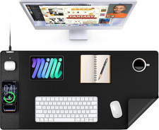 TopMade Mouse Pad with 15W Wireless Charging, XXL Large Leather Desk Mat, Waterp