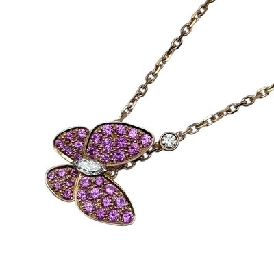 Van Cleef & Arpels De Papillon Necklace Pink Sapphire Diamond 750 P0072983