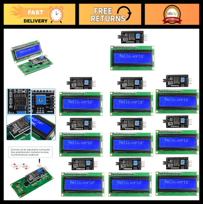 10 Pack 16x2 LCD Display Module Blue Backlight I2C for Raspberry Pi Arduino STM3