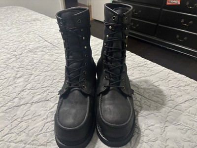 Thorogood Black Leather Mid-Calf Combat Work Boots Lace-Up  display picture 1