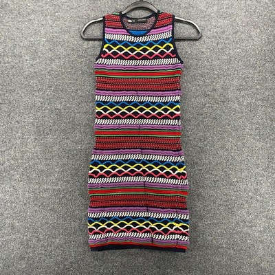 Dsquared 2 Dress Womens XS Colorful Sweater 3D Knit Bodycon Fitted Cocktail 90s