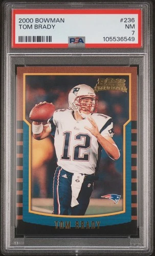 2000 BOWMAN #236 TOM BRADY ROOKIE RC PSA 7