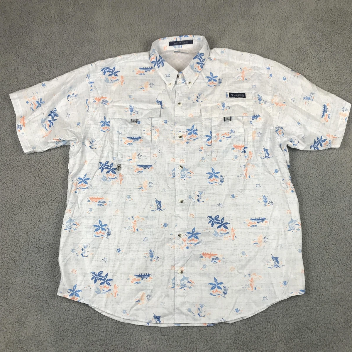Chemise Columbia PFG Super Bahama Homme Bleu Clair, XXL, Occasion Correcte