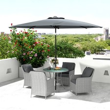 Image of 6 set Grey Round Rattan Garden Dining Set Table Chairs Umbrella itzcominghome UK