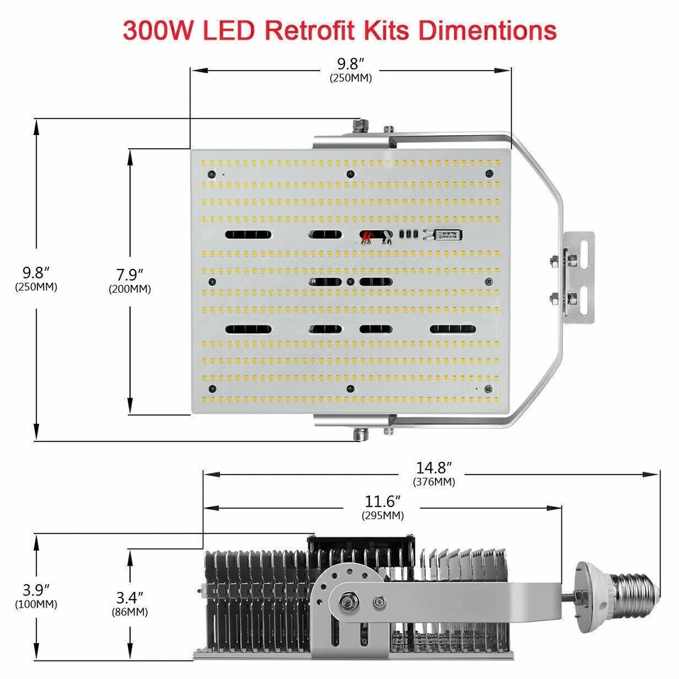 300Watt LED Wall Pack Shoebox Retrofit Kit Light For Parking Lot Garages Factory - Image 3 of 4