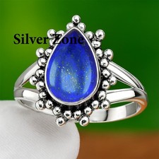 Lapis Lazuli Gemstone 925 Sterling Silver Handmade Jewelry Ring Size 5 to 13