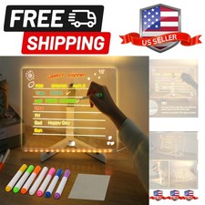 LED Note Board with Colors, Acrylic Dry Erase Board with Light, Magical Light...