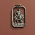 Vintage Sterling Silver St Saint Christopher Medal Charm Pendant Key Ring Fob