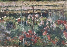 Monet Garden Scene Wall Art Poster - Impressionist Decor Print