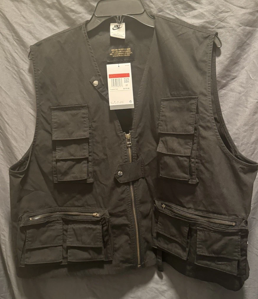 $175 Nike Life Men's Black Utility/Fishing Vest Size L (FN3214-010)