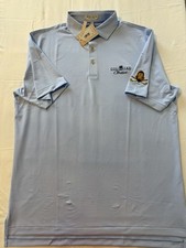 Peter Millar Summer Comfort Light Blue Striped Men's Polo Shirt L Golf